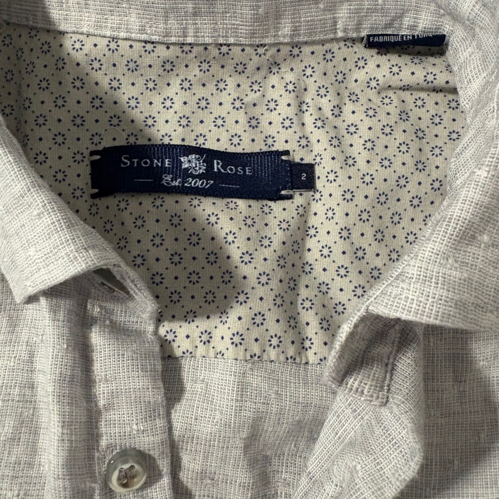Stone Rose Mens Linen Blend Button Down Shirt Gray Size Small (2 )Long Sleeve - Picture 3 of 13